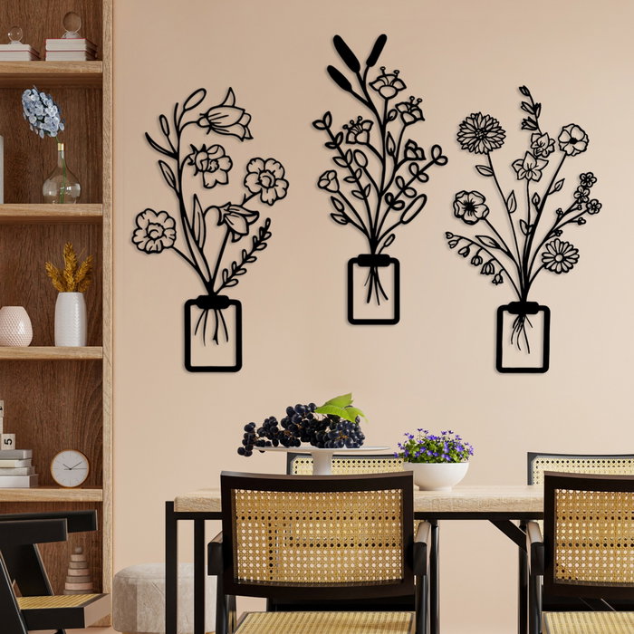 Wallity Erba-1 Conjunto de 3 Piezas de Escultura de Pared en Metal Negro Wallity Erba-1 Conjunto de 3 Piezas de Escultura de Pared en Metal Negro